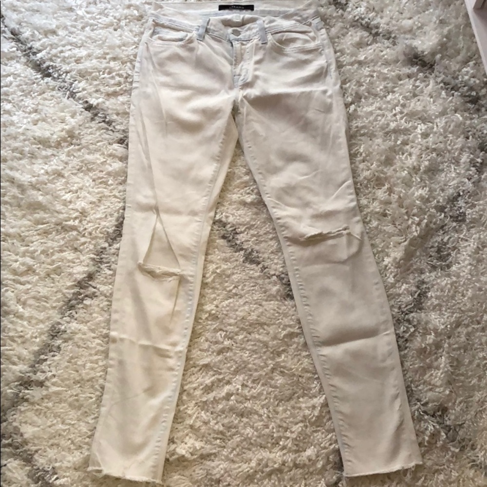 J Brand Distressed White Runaway straight Jeans 25